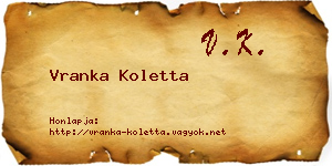 Vranka Koletta névjegykártya